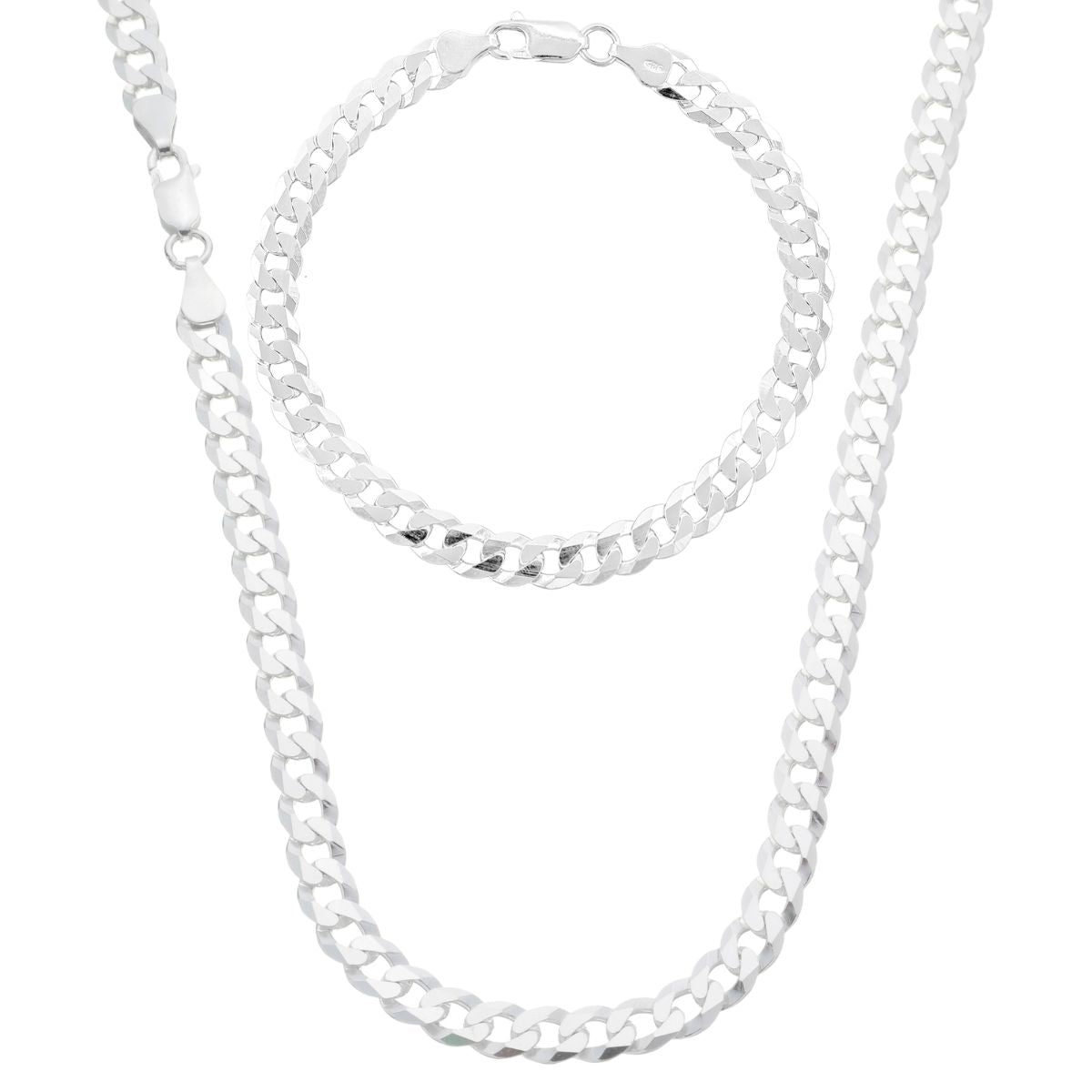 Conjunto Corrente E Pulseira 5mm Modelo Grumet Escama De Prata 925 Original