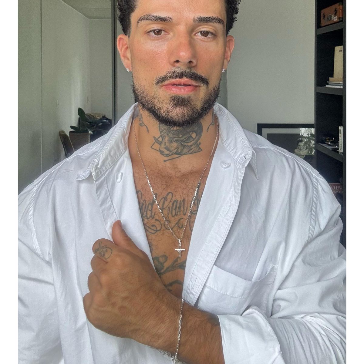 Conjunto Corrente Cadeado 60cm + Pulseira 21cm Em Prata 925 Masculino