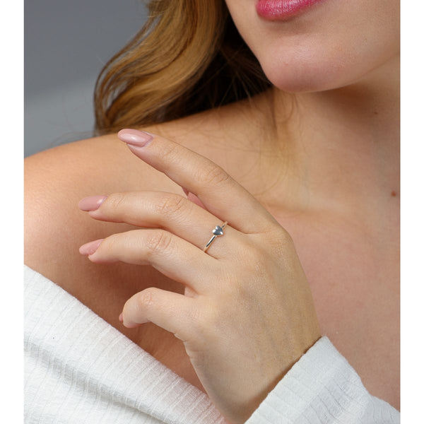 Anel Coração De Prata 925 Legítima Brilhante