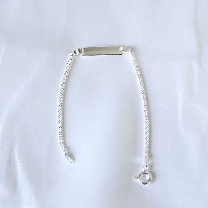 Pulseira De Placa Infantil Em Prata 925 Criança