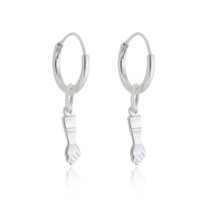 Conjunto Brinco Argola Com Pingente Figa Em Prata 925