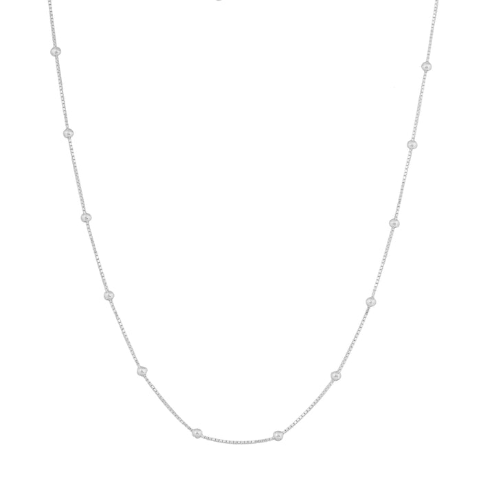 Corrente Colar De Bolinhas 60cm Veneziana Fina Delicado Prata 925 Legítima
