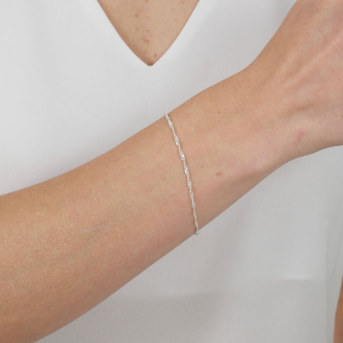 Pulseira Singapura De Prata 925 Legítima