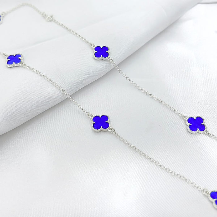 Colar Trevos Roxo Em Prata 925