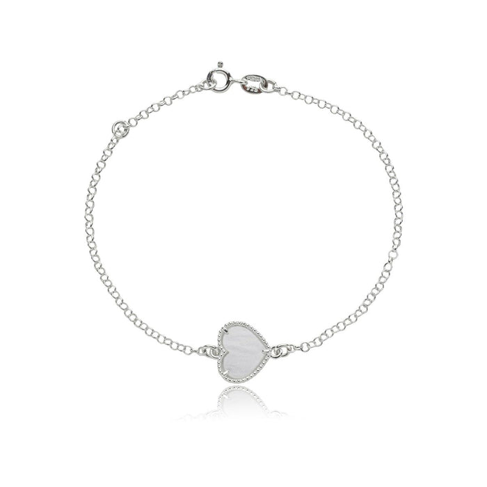 Pulseira Coração Branco Prata 925