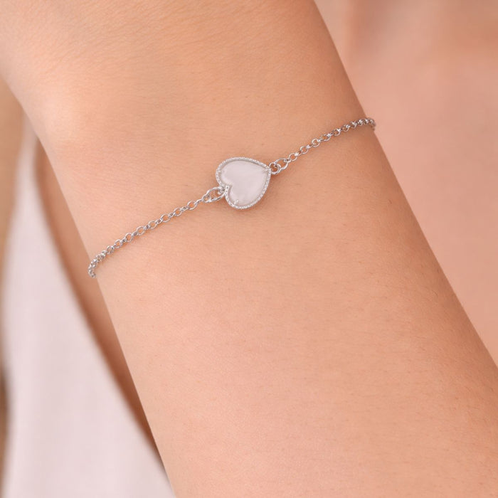 Pulseira Coração Branco Prata 925
