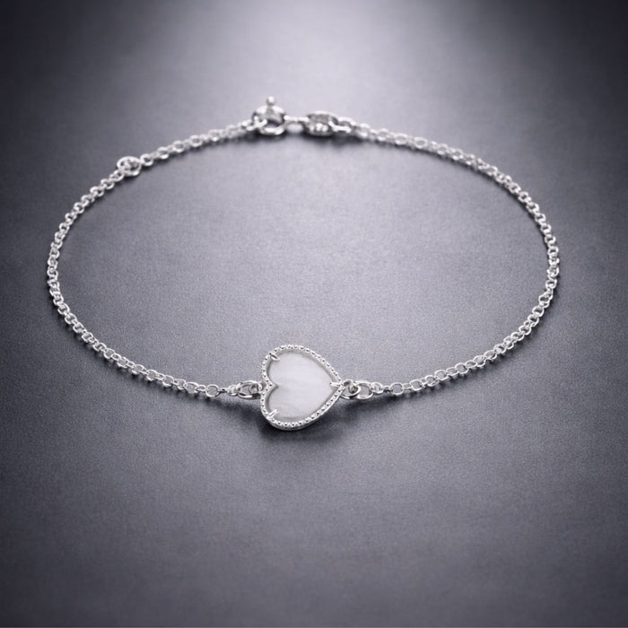 Pulseira Coração Branco Prata 925
