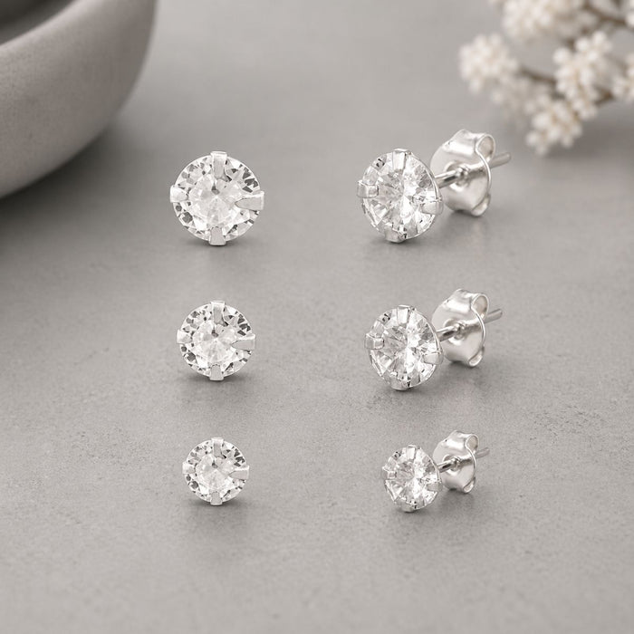Trio Brincos Zircônias Prata 925