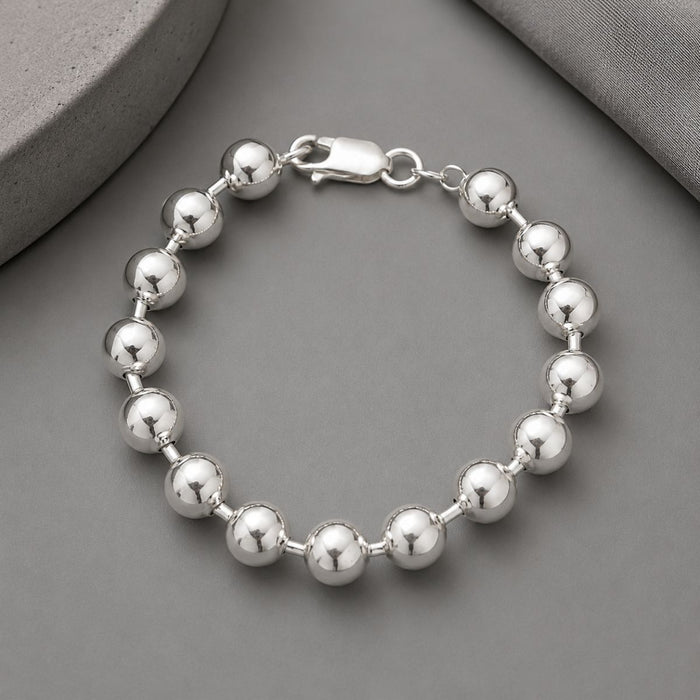 Pulseira Bolas 8mm De Prata 925 Legítima