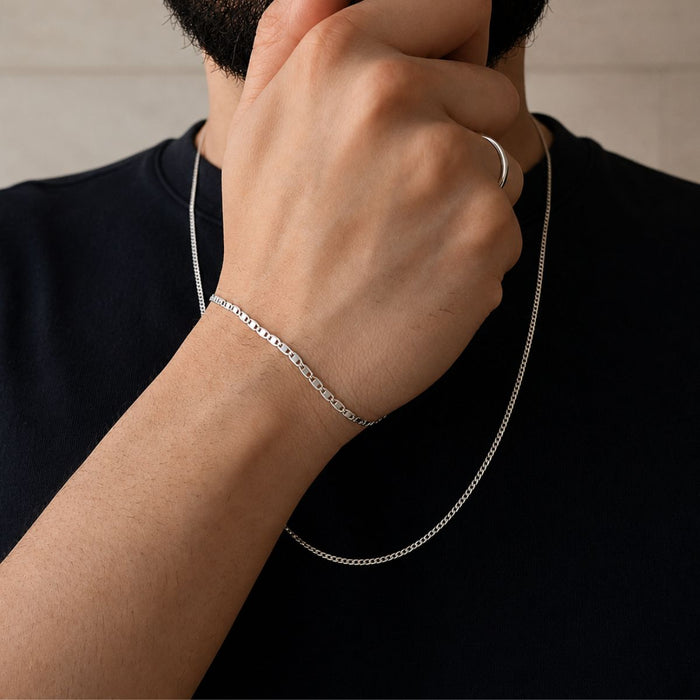 Pulseira Piastrine Prata 925 21cm