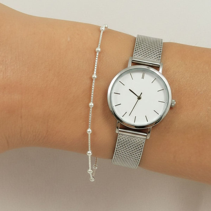 Pulseira Bolinha Feminina De Prata 925 Legítima