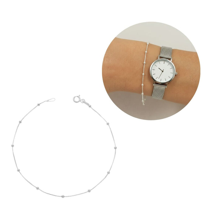 Pulseira Bolinha Feminina De Prata 925 Legítima