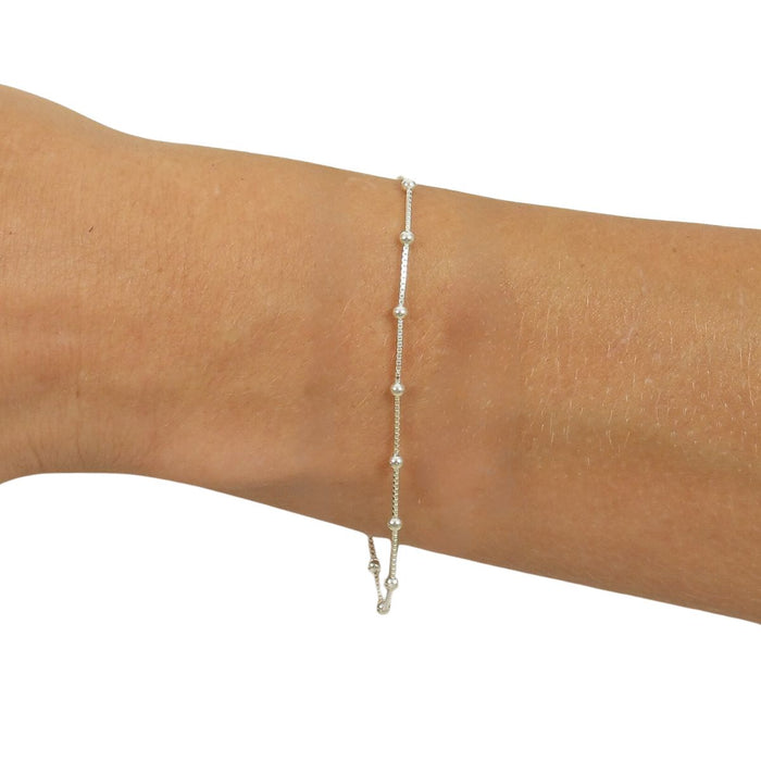 Pulseira Bolinha Feminina De Prata 925 Legítima