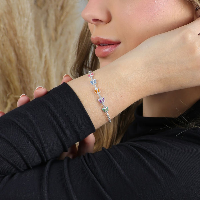 Pulseira Borboleta Feminina Em Prata 925