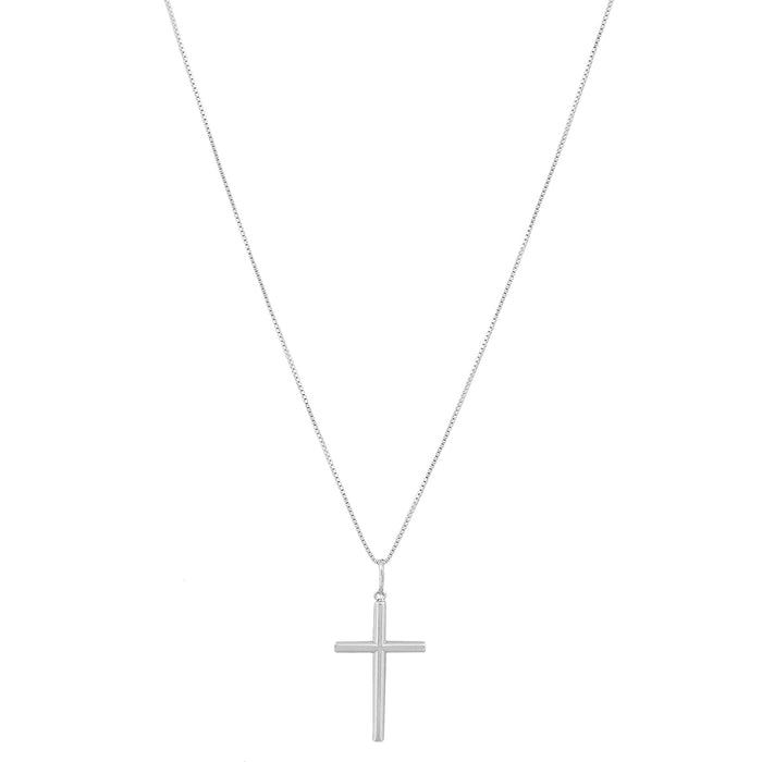 Corrente Veneziana 60cm + Pingente Cruz 3cm Em Prata 925 Legítima