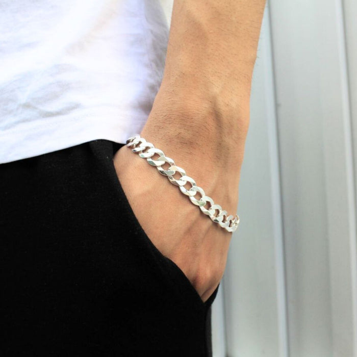 Pulseira Grumet Masculina Grossa 10mm Prata 925 Legítima