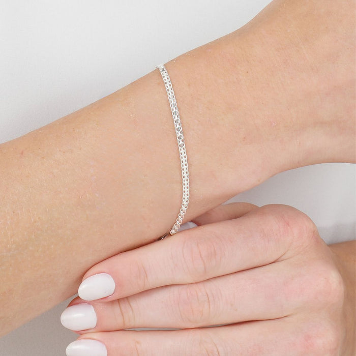 Pulseira De Prata 925 Legítima Modelo Bismark 18cm Fina