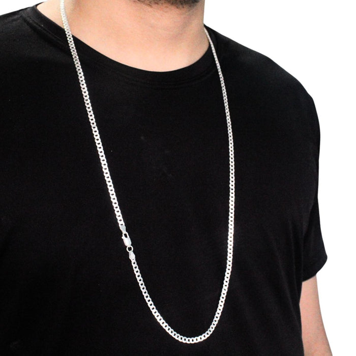 Corrente Cordão Grumet 80cm 4mm Em De Prata 925 Masculina