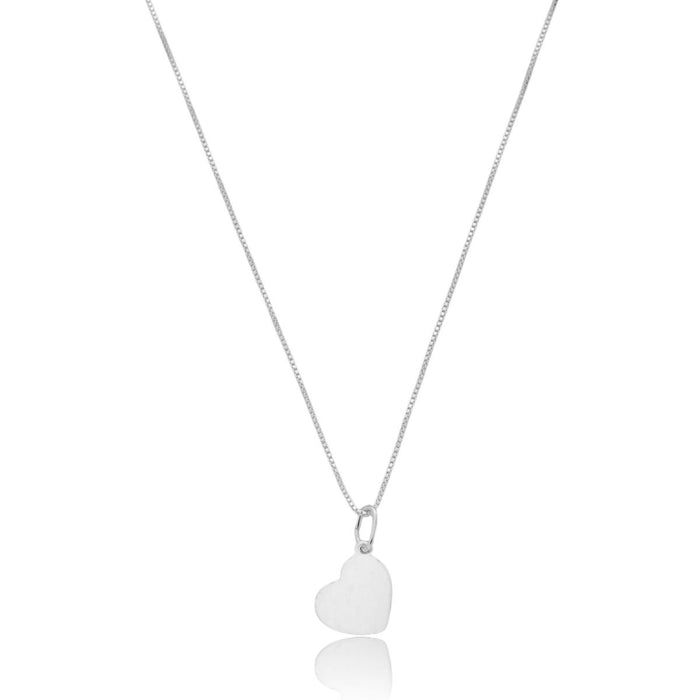 Colar Corrente 45cm Veneziana Pingente Coração Prata 925 Feminino Joia Brilhante