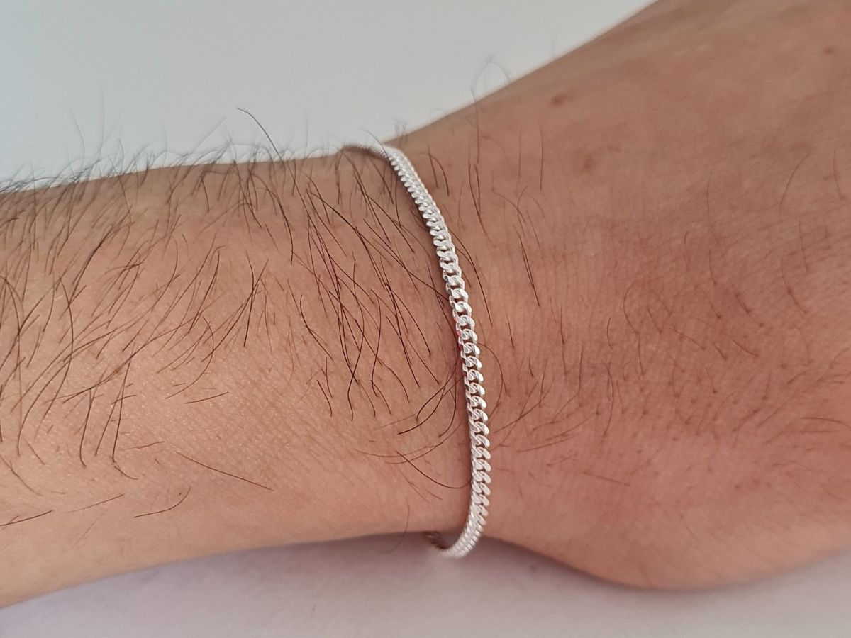 Pulseira Grumet Fina Em Prata 925 Legítima