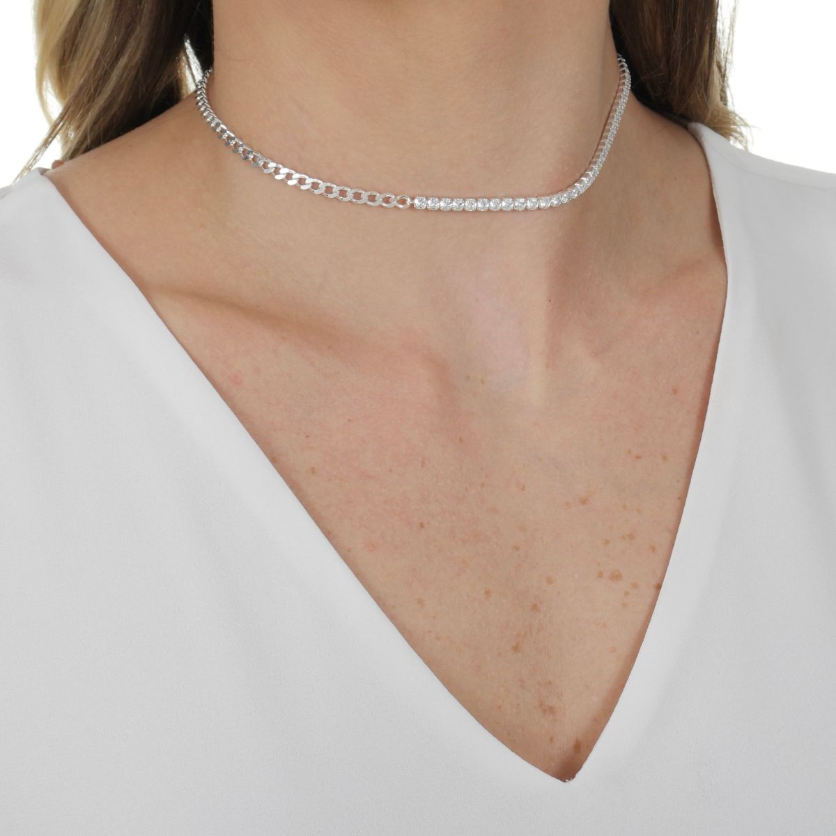Choker Riviera Grumet 45cm Em Prata 925 Legítima