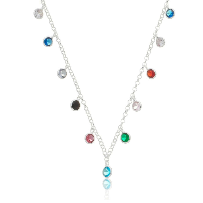Colar Chocker Zircônias Coloridas Prata 925