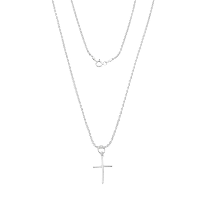 Cordão Baiano 60Cm Cruz Prata 925 Maciça