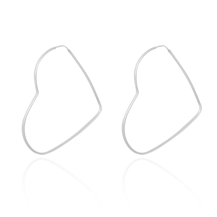 Brinco Argola Coração 4cm Em Prata 925 Legítima Feminino