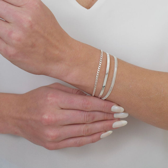 Kit 3 Pulseiras Femininas De Prata 925 Legítima Laminada Grumet Esteira