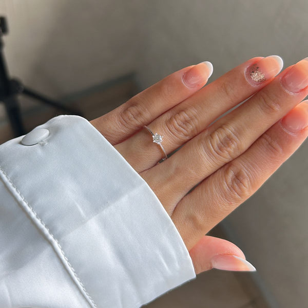 Anel Solitário De Prata 925 Pedra Zircônia 4Mm Feminino Delicado