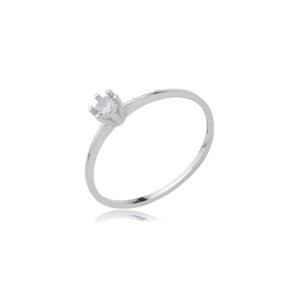 Anel Solitário De Prata 925 Pedra Zircônia 4Mm Feminino Delicado