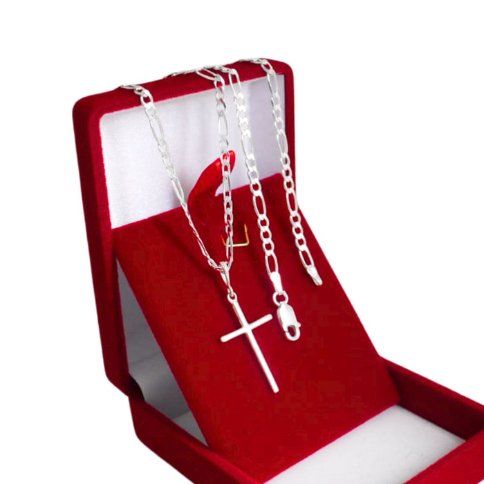 Conjunto Corrente E Pulseira Prata Italiana 925 Modelo 3x1 60cm + Crucifixo