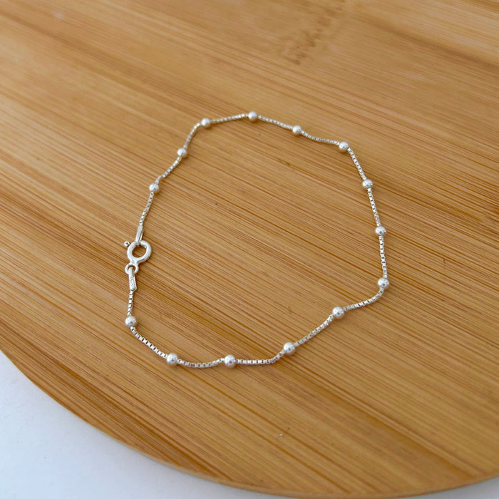 Pulseira Bolinha Feminina De Prata 925 Legítima