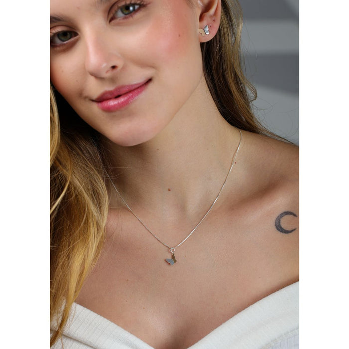 Conjunto Colar Brincos E Pingente Borboleta Em Prata 925 Feminino