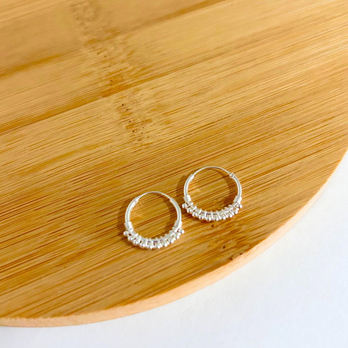 Brinco Argola Com Bolinhas Prata 925