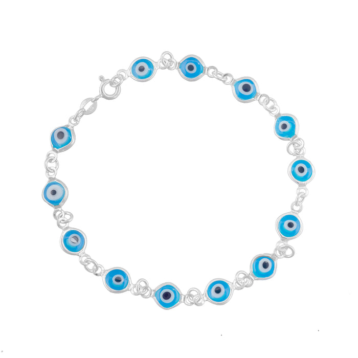 Pulseira Feminina Modelo Olho Grego Adulto Em Prata 925 Legítima Maravilhosa
