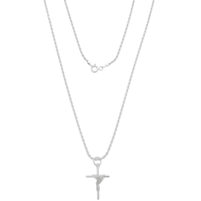 Conjunto Cordão Baiano 60Cm + Cruz Trançada Em Prata 925
