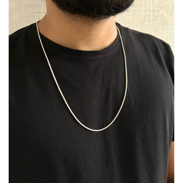 Cordão Corrente Baiano 60cm Prata 925 Legítima Unissex