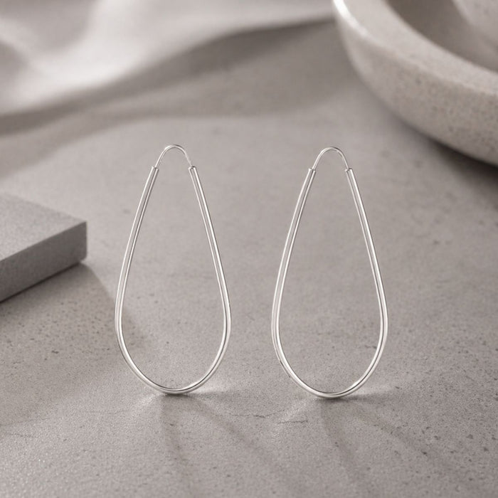Brinco Argola Gota 3,5 cm Pequeno Em Prata 925 Feminino