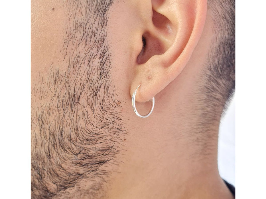 Brinco Argola 14mm Em Prata 925 Masculino E Feminino