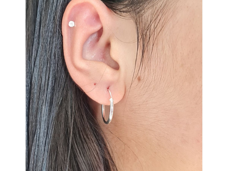 Brinco Argola 14mm Em Prata 925 Masculino E Feminino