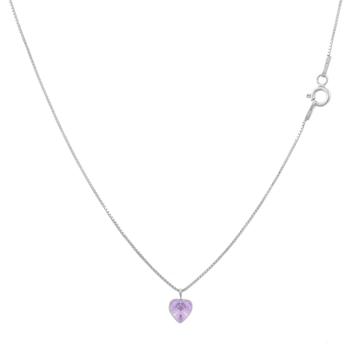 Corrente Colar Veneziana Pingente Zircônia Coração Prata 925 Feminino