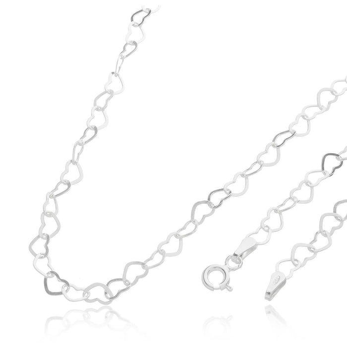Corrente Coração 45 Cm Em Prata 925