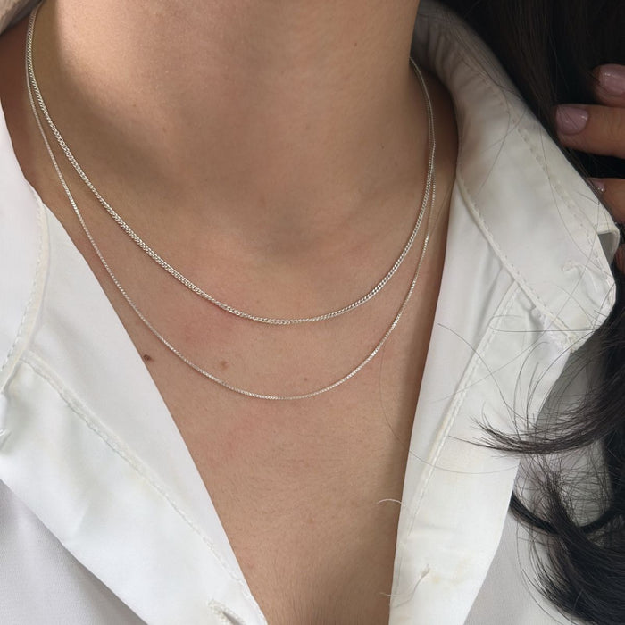 Corrente Grumet Fina 45cm Prata 925