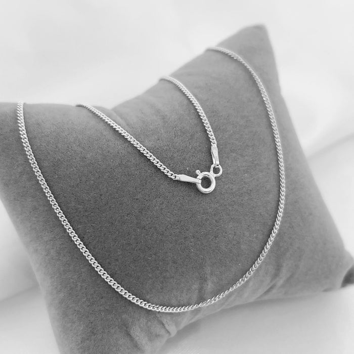 Corrente Gargantilha De Prata 40cm Italiana Legítima Modelo Grumet