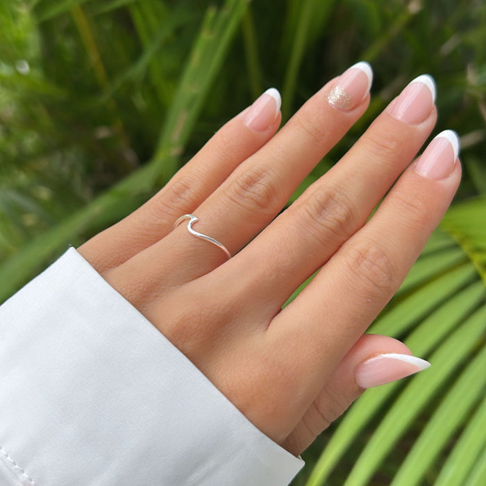 Anel Onda Feminino Em Prata 925 Legítima Liso Luxo
