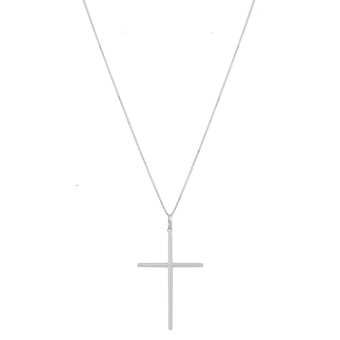 Corrente Veneziana 70cm Pingente Cruz Prata