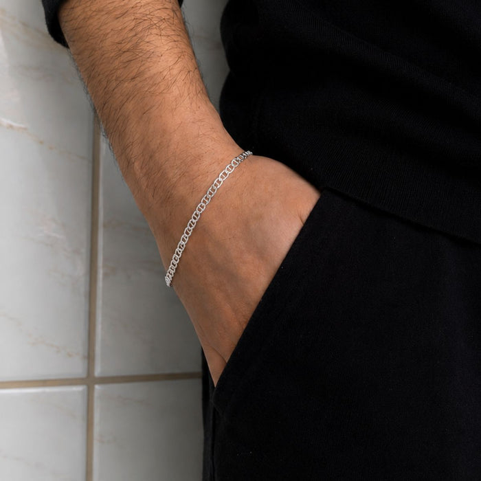 Pulseira Piastrine Grossa 21cm Masculina Em Prata 925 Legítima
