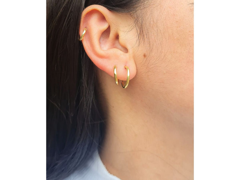 Kit 3 Pares De Brincos Argolas Banhado A Ouro 10mm 12mm 14mm