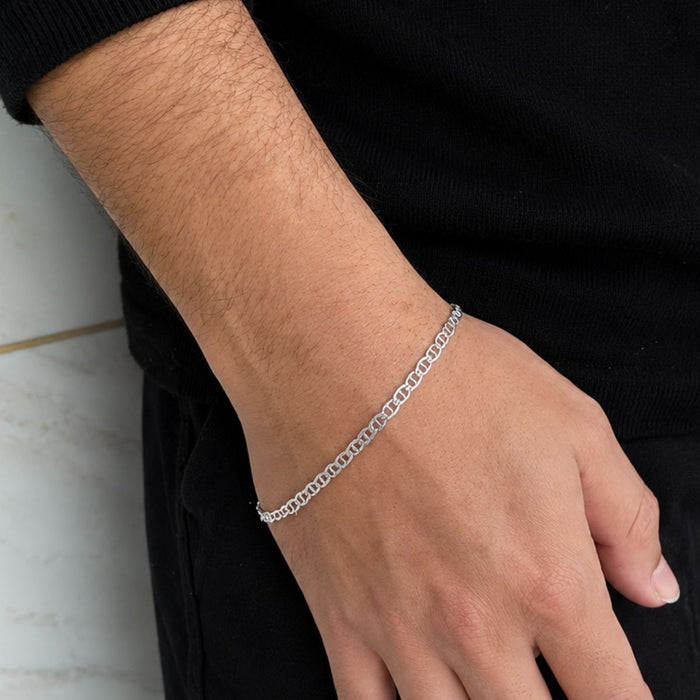 Pulseira Piastrine Grossa 21cm Masculina Em Prata 925 Legítima